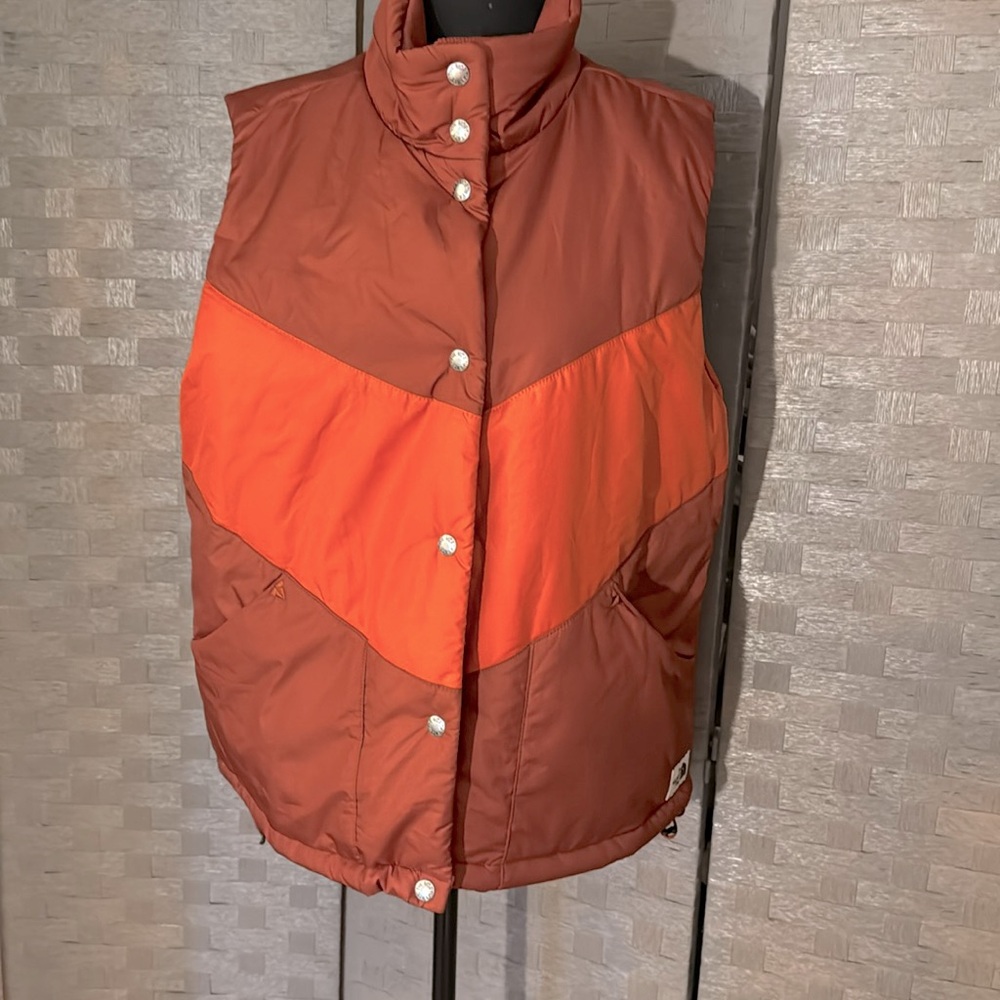 Burnt Sienna and Orange North Face Chevron Puffer Vest Sz L
